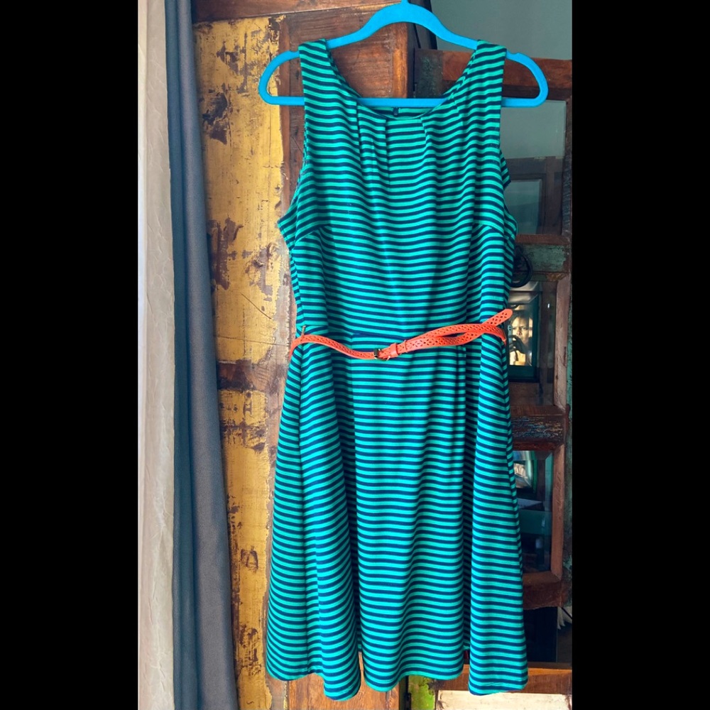 Merona Stripe teal and navy Dress